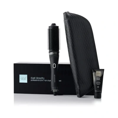 Image de GHD Coffret Noël Duet Blowdry, Brosse Soufflante Professionnelle 2 en 1 (Noir), Crème Volume Brushing &amp; Pochette incluses. Sèche Coiffe sans dommage thermique. Brushings sur Tous types Cheveux