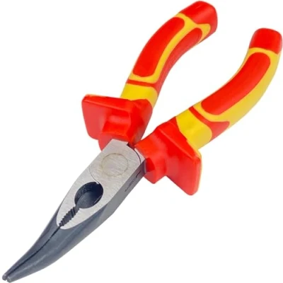 Image de WEDO VDE Pince isolée 1000 V 15,2 cm avec long nez courbé à injection corps en acier au chrome vanadium et double matériau Poignées antidérapantes Dureté de la mâchoire HRC58 63