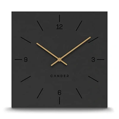 Image de Cander Berlin MNU 2630 Q Horloge murale en MDF silencieuse sans bruit de tic tac pour salon 30 cm Carré vintage Noir Aiguilles bois