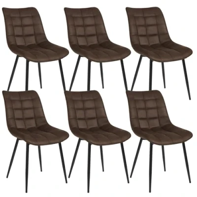 Image de WOLTU 6 X Chaise de Salle à Manger Design Moderne Assise en Tissu Scientifique Bien rembourrée Cadre métal,Brun Foncé BH247dbr