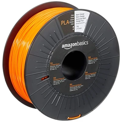 Image de Amazon Basics Filament PLA pour imprimante 3D, 1.75 mm, Orange fluo, Bobine, 1 kg