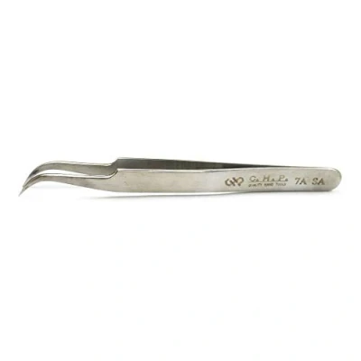 Image de Hakko CHP 7A SA Pince à épiler de précision non magnétique en acier inoxydable avec pointes courbées très fines et robustes, longueur 11,4 cm