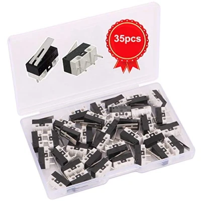 Image de GTIWUNG Lot de 35 Micro Switch, Interrupteurs avec Levier à Longue Charnière AC 1 A 125 V 3 Broches Limite SPDT pour Arduino