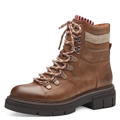 Image de Marco Tozzi Bottines à plateau, Femme, Taille: 37, Cognac Imitation cuir/textile