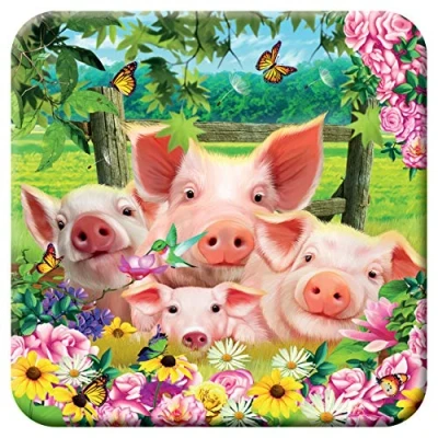 Image de 3D LiveLife sous Verre en Liège L&#039;Enclos des cochons de Deluxebase. Dessous lenticulaire Ferme. Antidérapant Illustrations Originales Licence L&#039;Artiste renommé Michael Searle
