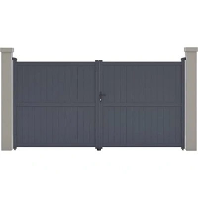 Image de Habitat et Jardin Portail Aluminium Maurice 349.5 x 180.9 cm Gris