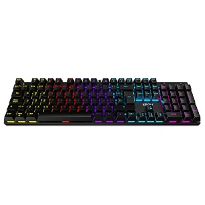 Image de KROM KASIC Clavier de jeu mécanique RGB arc en ciel, mode jeu, interrupteurs WASD et touches directionnelles, Windows Vista, Window 7/8/10, USB, layout ES, noir