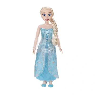 Image de Disney Princesses Grande Poupée Elsa La Reine des Neiges 81 Cm Robe Bleue avec Flocons Argentés Licence Officielle Chevelure Tressée Articulée Enfant Accessoires Inclus 3 Ans +