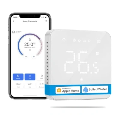 Image de Thermostat Connecté Mural, WiFi pour Chaudière / Chauffage au Sol à Eau, Intelligent Compatible avec Apple HomeKit, Alexa et Google Home, Commande Vocale Contrôle Distance