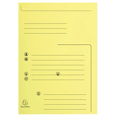Image de Exacompta Réf. 334005E Paquet de 25 chemises rigides imprimées avec 2 rabats SUPER 210 g/m² couleurs pastel certifiées PEFC™ dimensions 24 x 32 cm pour documents format A4 couleur canari