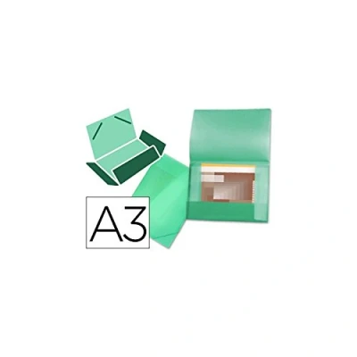 Image de Liderpapel 932828 Chemise Polypropylène Dos Flexible 3 Rabats A3 297 x 420 mm 400 Microns 100 Feuilles Frosty Translucide Vert