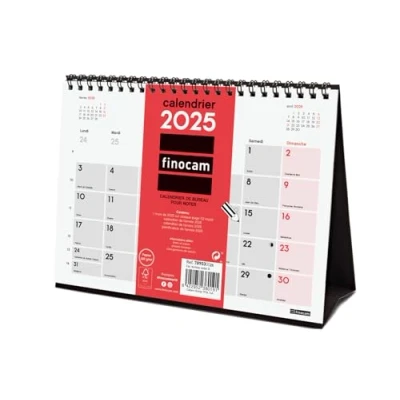 Image de Finocam Calendrier Neutre de Bureau pour écrire 2025 1 mois par page Janvier Décembre (12 mois) Français