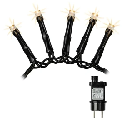 Image de Hellum Guirlande lumineuse extérieure, 370 LED blanc chaud, illuminée 7,38 m avec câble noir prise et minuterie,