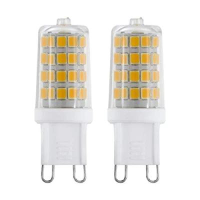 Image de Eglo Lot de 2 ampoules à broche LED G9, lampes crayon, 3 watts chacune (équivalent 30 watts), 320 lumens, blanc neutre, 4000 Kelvin, Ø 1,6 cm