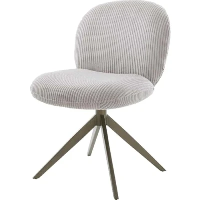 Image de Chaise pivotante Nube Flex côtelé gris argenté pied croisé large aspect titane pivotement sur 360 fonction bascule ressorts ensachés