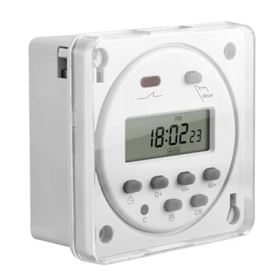 Image de Heschen CN101A Interrupteur SPST Avec minuteur programmable et écran numérique LCD 12 V CC 16 A Blanc housse imperméable