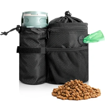 Image de AiQInu Sac Friandise pour Chien, Pochette Chien avec Distributeur de Sacs à Crottes, Extra Poche Bouteille d&#039;eau, Nourriture Dressage
