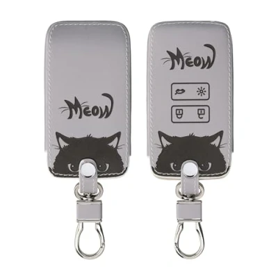Image de kwmobile Accessoire clé de Voiture Compatible avec Renault Smart Key 4 Bouton (Keyless Go Uniquement) Coque en Simili Cuir pour Clef Gris Noir