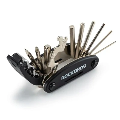 Image de ROCKBROS Outils de Réparation Kit d&#039;outil Vélo VTT 16 en 1 Multifonctions Outil à Main Velo Poche Noir