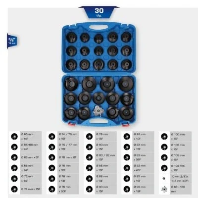 Image de KS TOOLS BT711050 Kit clé coiffe pour filtre à huile 30 10 (3/8&quot;) tête carrée 5720