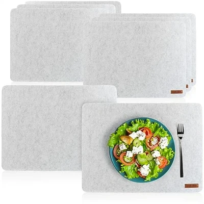Image de com four® 8X Sets de Table effaçables en Feutre Set résistant à la Chaleur pour 8 Personnes Extra épais et antidérapants (Set Gris pièces)