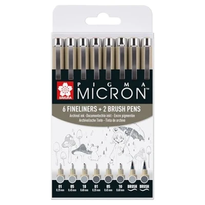 Image de SAKURA Pigma micron fineliner set Light Cool gray &amp; 8pcs