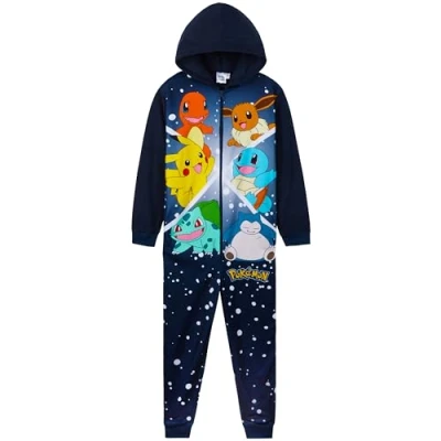 Image de Pokémon Pyjama Combinaison Enfant Pikachu Grenouillère en Polaire Combi Dracaufeu 4 14 Ans (Navy/Multi, 9 10 Ans)