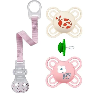 Image de MAM Perfect Start Dental X Small 0 2 Sucette, lot de avec étui stérilisation &amp; NIP Attaches Sucettes
