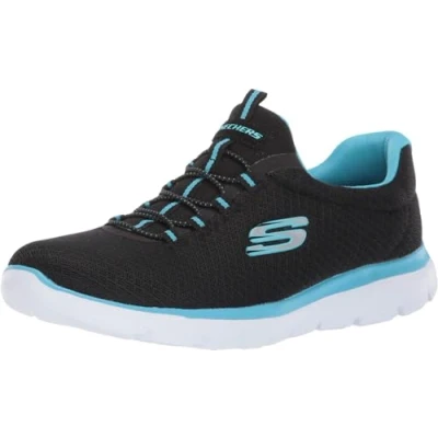 Image de Skechers Femme SUMMITS Sneaker, Black Turquoise, 36.5 EU