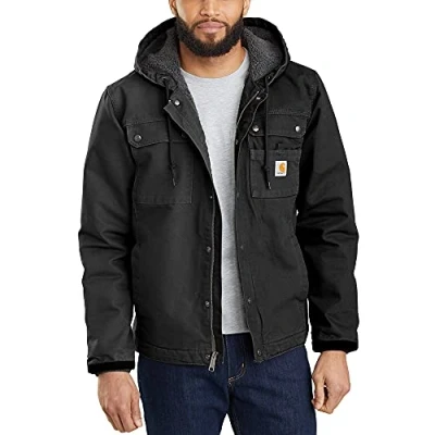 Image de Carhartt Veste de Travail en Toile Lourde Délavée avec Doublure Sherpa Coupe Décontractée Homme, Noir, XXL