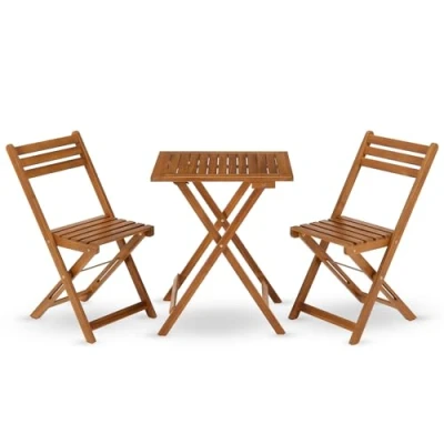 Image de Juskys Ensemble de Meubles Balcon Bala sièges 3 pièces en Bois pour 2 Personnes, Pliables, Peu encombrants Jardin, Table, chaises, Balcon, Chaise Pliante
