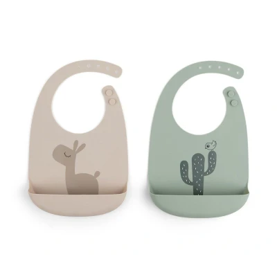 Image de 2 bavoirs en silicone Lalee Sand Vert