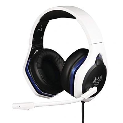 Image de Konix Mythics Casque Gaming Filaire Hyperion pour PS5 Haut parleurs 50 mm Microphone Câble 1,5 m Prise Jack 3,5 Blanc et Noir