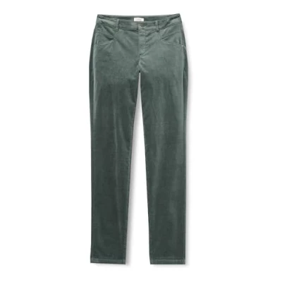 Image de s.Oliver Pantalon en Velours côtelé pour Femme, Coupe décontractée, Vert, Taille 34, 34W x 30L