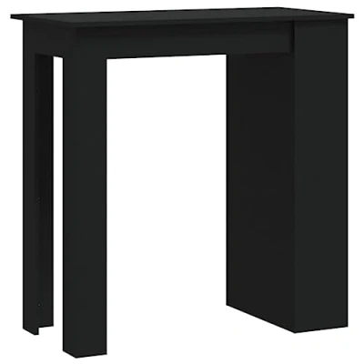 Image de vidaXL Table de Bar avec Rangement, à Manger, Bistro, Meuble Réception Cuisine Intérieur, Noir Bois d&#039;Ingénierie