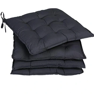Image de Detex 4X Coussins de Chaise Jardin 41x37x5cm Anthracite Coussin siège en Polyester avec Rembourrage extérieur