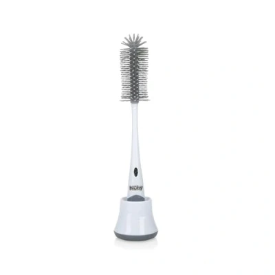 Image de Nuby Brosse de Nettoyage pour Biberon et Tétine 2 en 1 avec Support Hygiénique blanc
