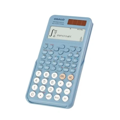Image de OSALO Calculatrice scientifique 417 fonctions, 2 lignes, affichage solaire et batterie, calculatrices à 10 + chiffres pour élèves, collège secondaire, bleu (OS 991ES Plus 2e édition)