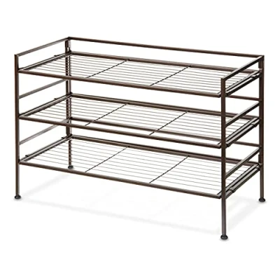 Image de Amazon Basics Étagère à chaussures, Capacité 9 paires, 3 étagères, Brun, 68 D x 32 W 47.5 H cm