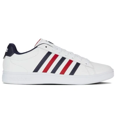 Image de K SWISS Court Tiebreak Baskets basses, Homme, Taille: 42, White peacoat samba red Cuir