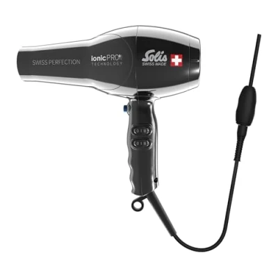 Image de Solis Swiss Perfection 360º IonicPRO 440 Sèche Cheveux Professionnel avec Technologie Hair Dryer Cordon Rotatif Buse de Coiffage Incluse Noir