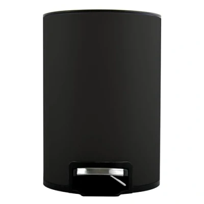 Image de Spirella Poubelle 3 ou 5 litres Acier Inoxydable Fermeture Douce avec récipient intérieur Riku Salle de Bains à pédale Boîte ordures Frein Chute Noir Mat