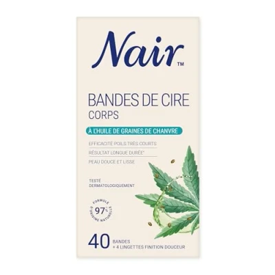 Image de NAIR Bandes de Cire Froide Maillot &amp; Aisselles, à l&#039;Extrait d&#039;huile Chanvre, 97% d&#039;Origine Naturelle, NaturAdvanced Technology, 16