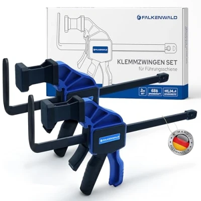 Image de Falkenwald® Jeu de 2 Serre Joints à Libération Rapide Largeur Serrage 150 mm et 240 Force Maximale 68 kg pour Travail du Bois, des Métaux DIY