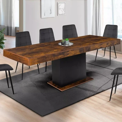 Image de Table à manger extensible bois effet vieilli et noir 6 10 personnes 160 200 cm