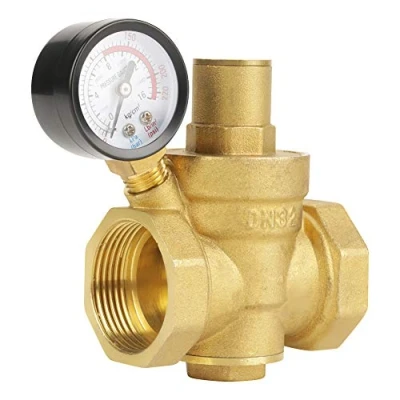 Image de Réducteur de pression BSP DN32 1 / 4inch Laiton d&#039;eau 1/4 &#039;&#039; Réglable Fil valve régulateur contrôle l&#039;eau avec jauge mètre 1.6MPa