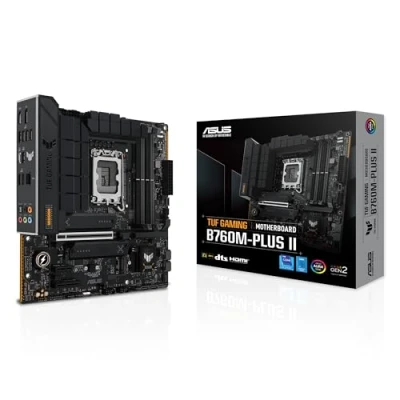 Image de ASUS TUF Gaming B760M PLUS II Carte mère Intel B760 LGA 1700 mATX (PCIe 5.0, M.2 4.0, DDR5, 2,5 GB Ethernet, DP, HDMI, SATA 6 Gbps, USB Type C, Thunderbolt (USB4), Aura Sync)