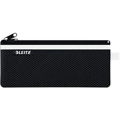 Image de Leitz WOW Trousse de Voyage, Résistante à l&#039;Eau, Transparente, Idéale pour une Organisation et un Rangement Visuels, Moyenne (A5) Noire