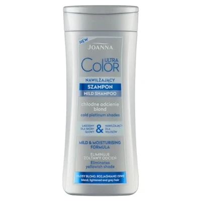 Image de JOANNA Shampooing Ultra Color pour femme renforçant la couleur Neutralisation des tons jaunes indésirables Facilite le peignage cheveux Blond froid 400 ml