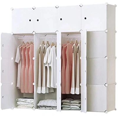 Image de BRIAN &amp; DANY Armoire Portable, Penderie avec Portes, Storage Modulable Meuble Étagères de Rangement (16 Cube, Stickers supplémentaires Inclus)